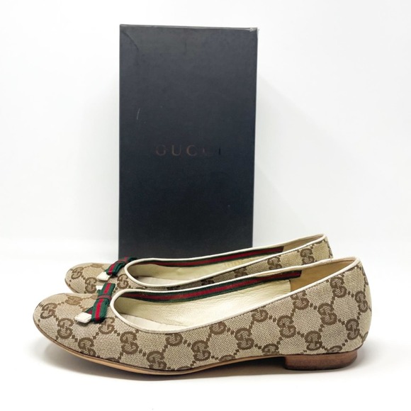 Vintage Gucci GG Supreme Monogram Web stripe Ballet Flat 7.5 - Picture 1 of 6